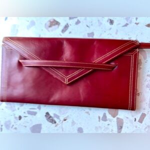 Tusk Leather Elegant Burgundy Clutch Bag Size 10x5